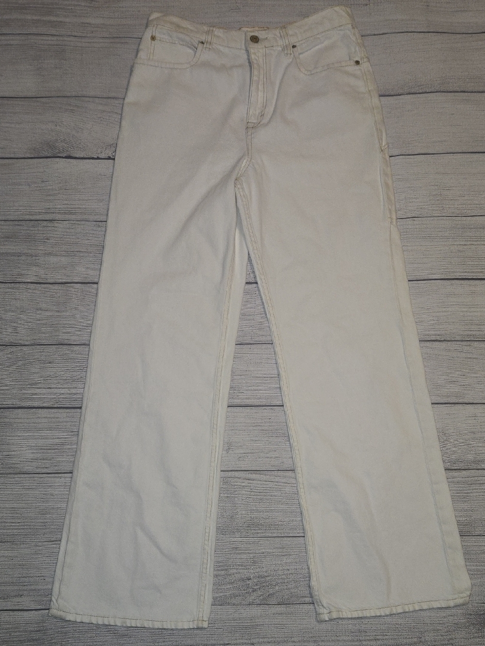 We The Free Tinsley Baggy High Rise Straight Leg Jeans Ecru Size 30 NWT